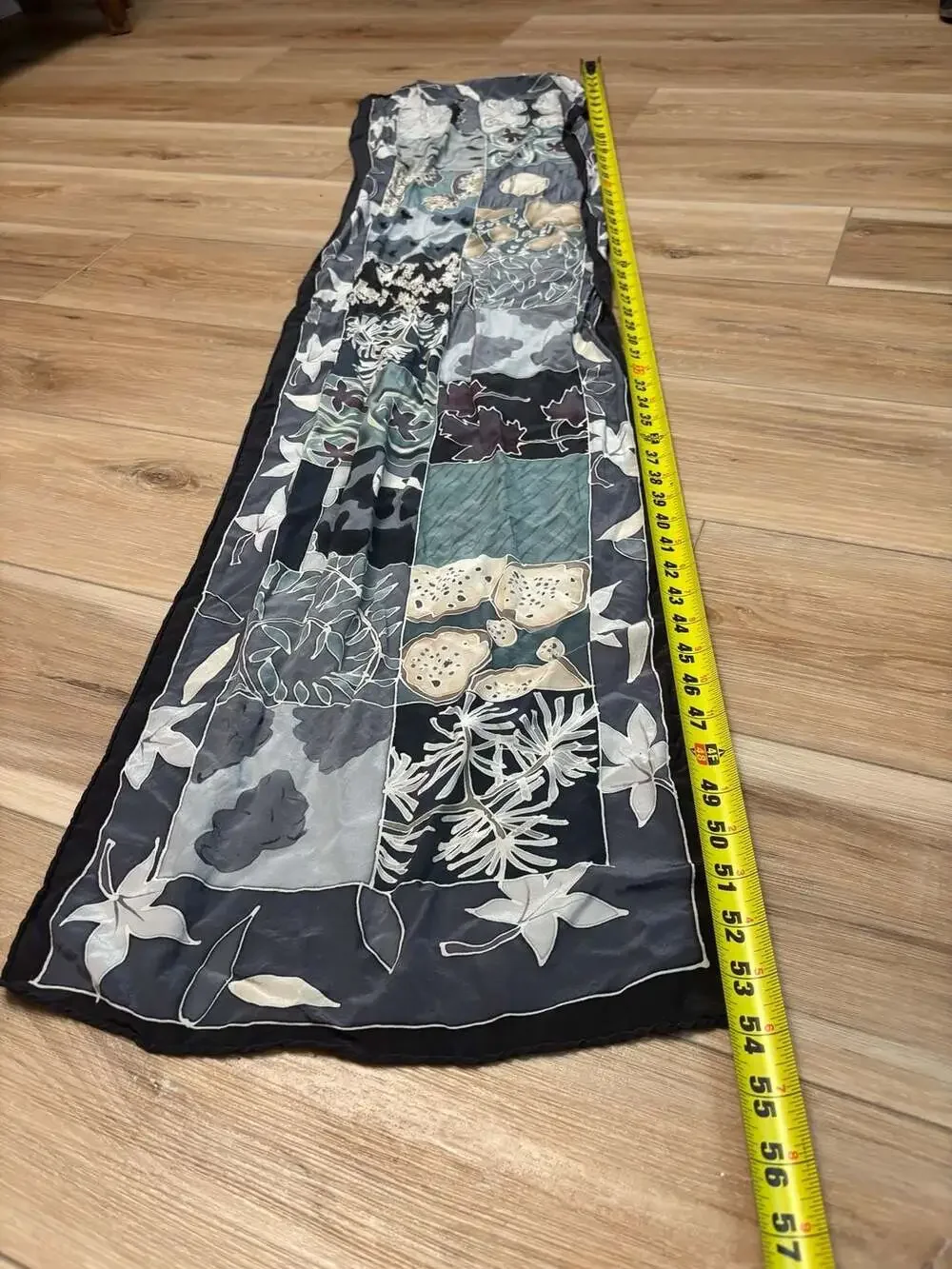 Cynthia MacCollum Silk Patchwork Scarf with Nature Prints